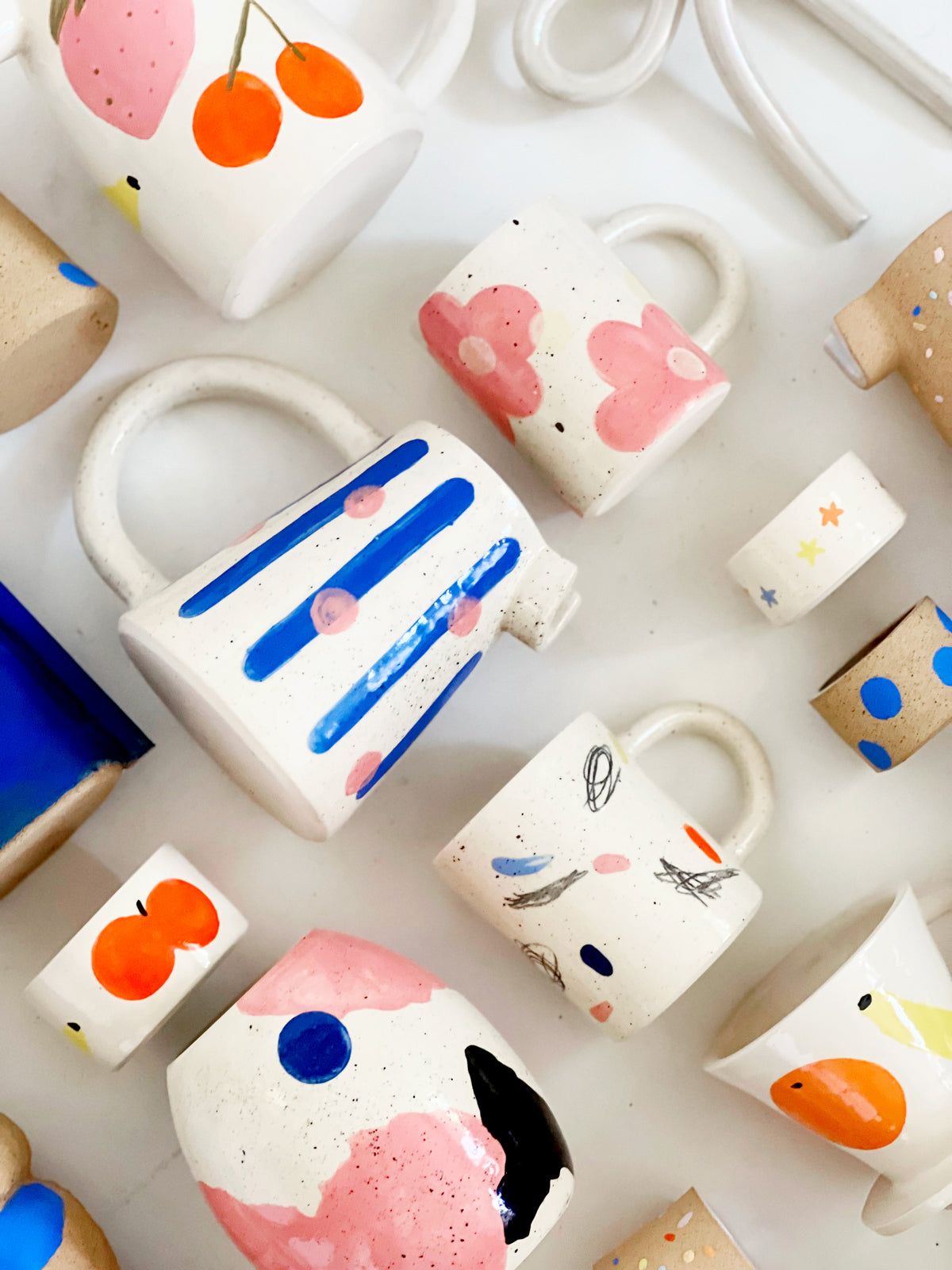 Lines and Dots Pitcher and Small Cups Set