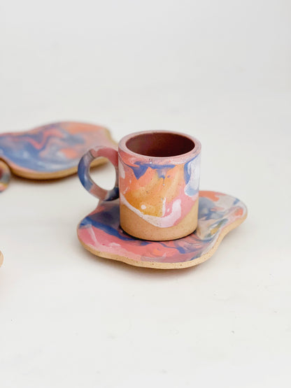 Cosmic! Marble 10oz Hand-painted and Handmade ceramics mug / plate