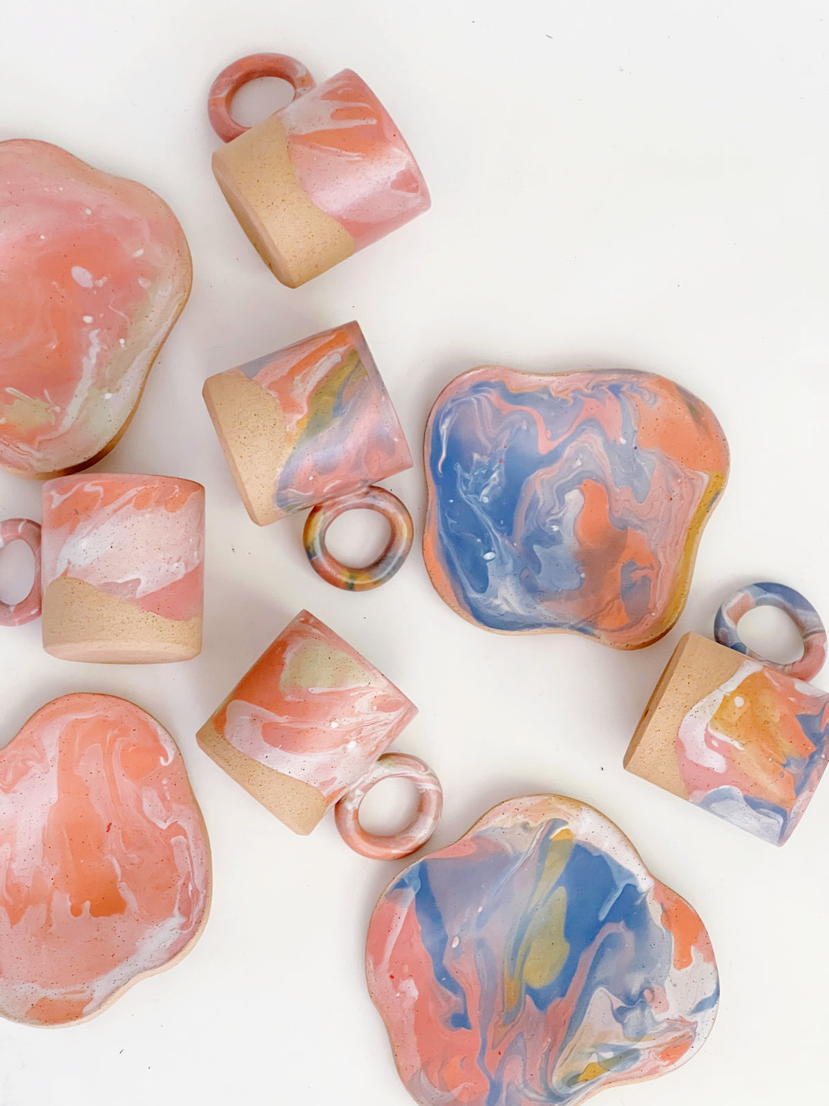 Cosmic! Marble 10oz Hand-painted and Handmade ceramics mug / plate