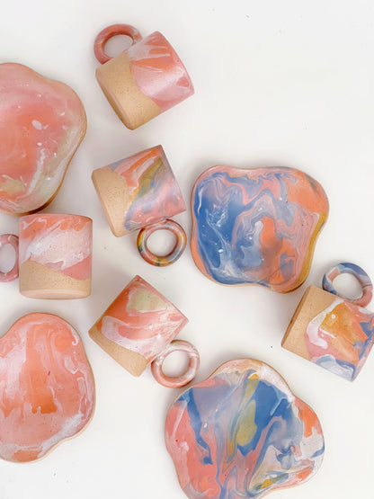 Cosmic! Marble 10oz Hand-painted and Handmade ceramics mug / plate