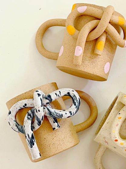 Large Bow Knot Handmade Speckled Mug