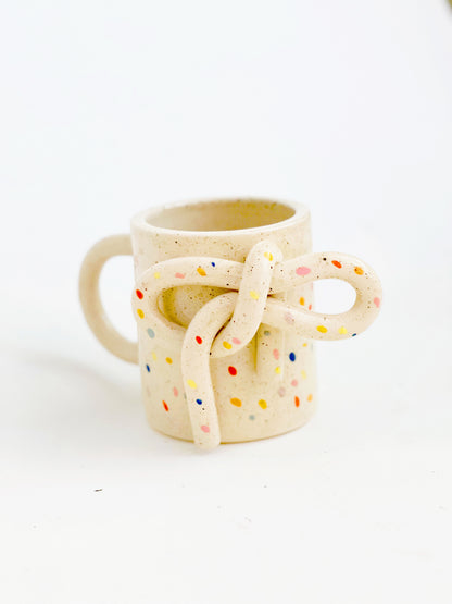 Large Bow Knot Handmade Speckled Mug