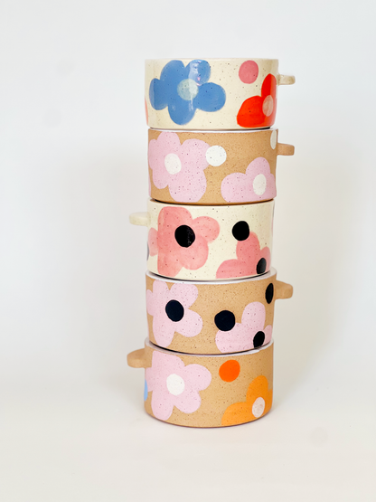 Dots over Flowers Matcha Bowl and Whisk Holder