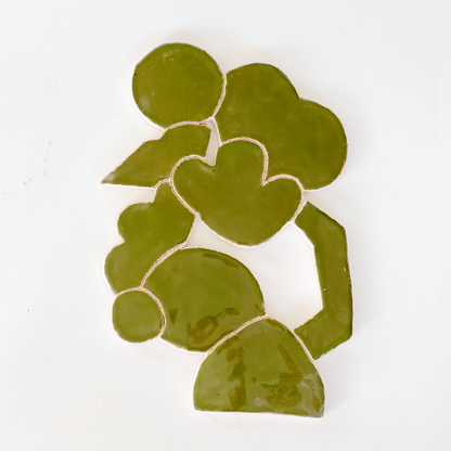 Calming Green Handmade Ceramics Wall Sculpture