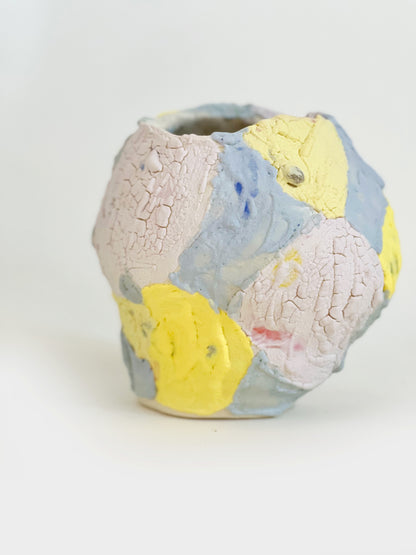 Textured Cotton Candy Sculptural Handmade Ceramic Vase