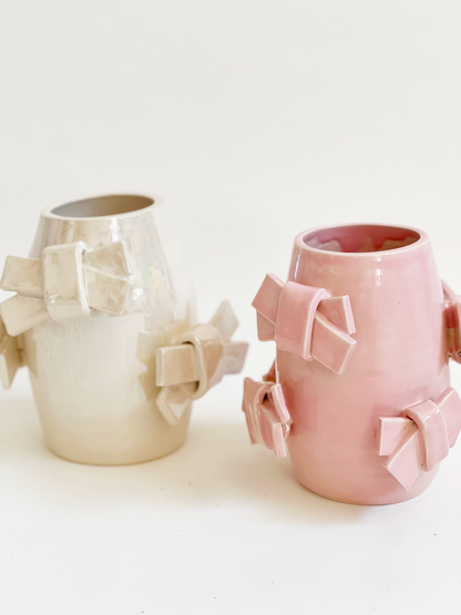 Folded Bows In Handmade Ceramic Vase
