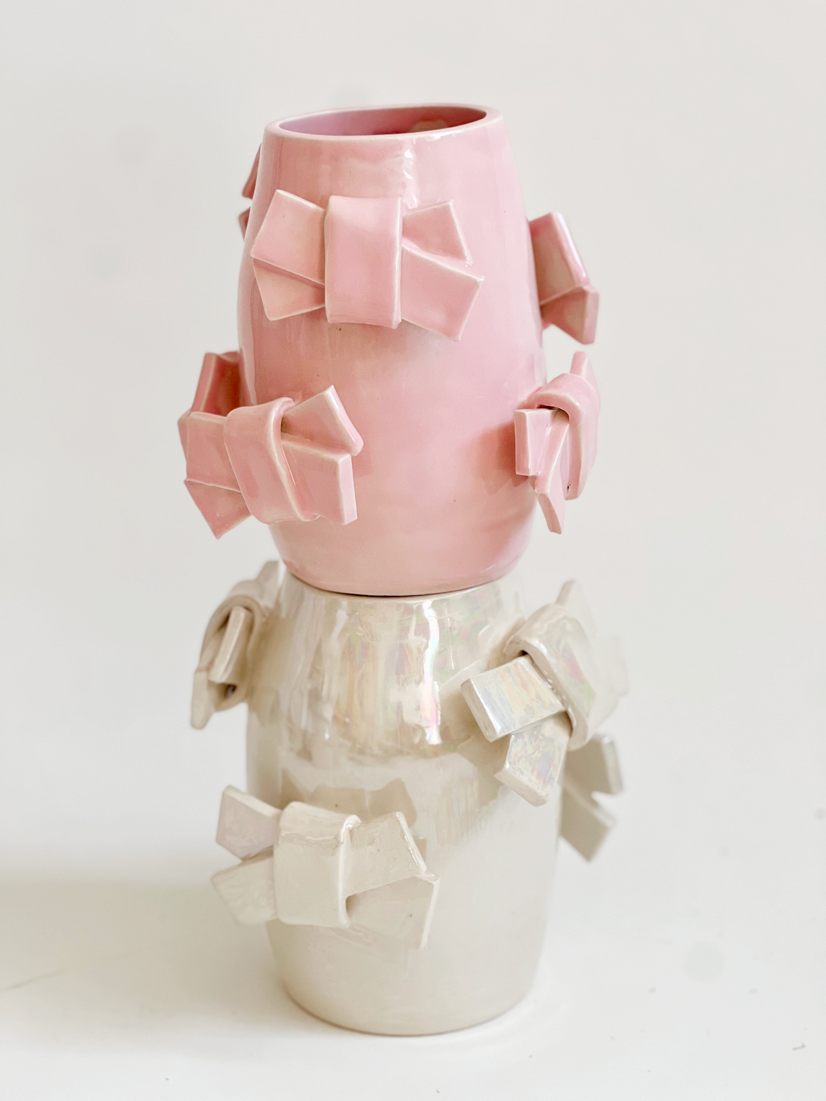Folded Bows In Handmade Ceramic Vase