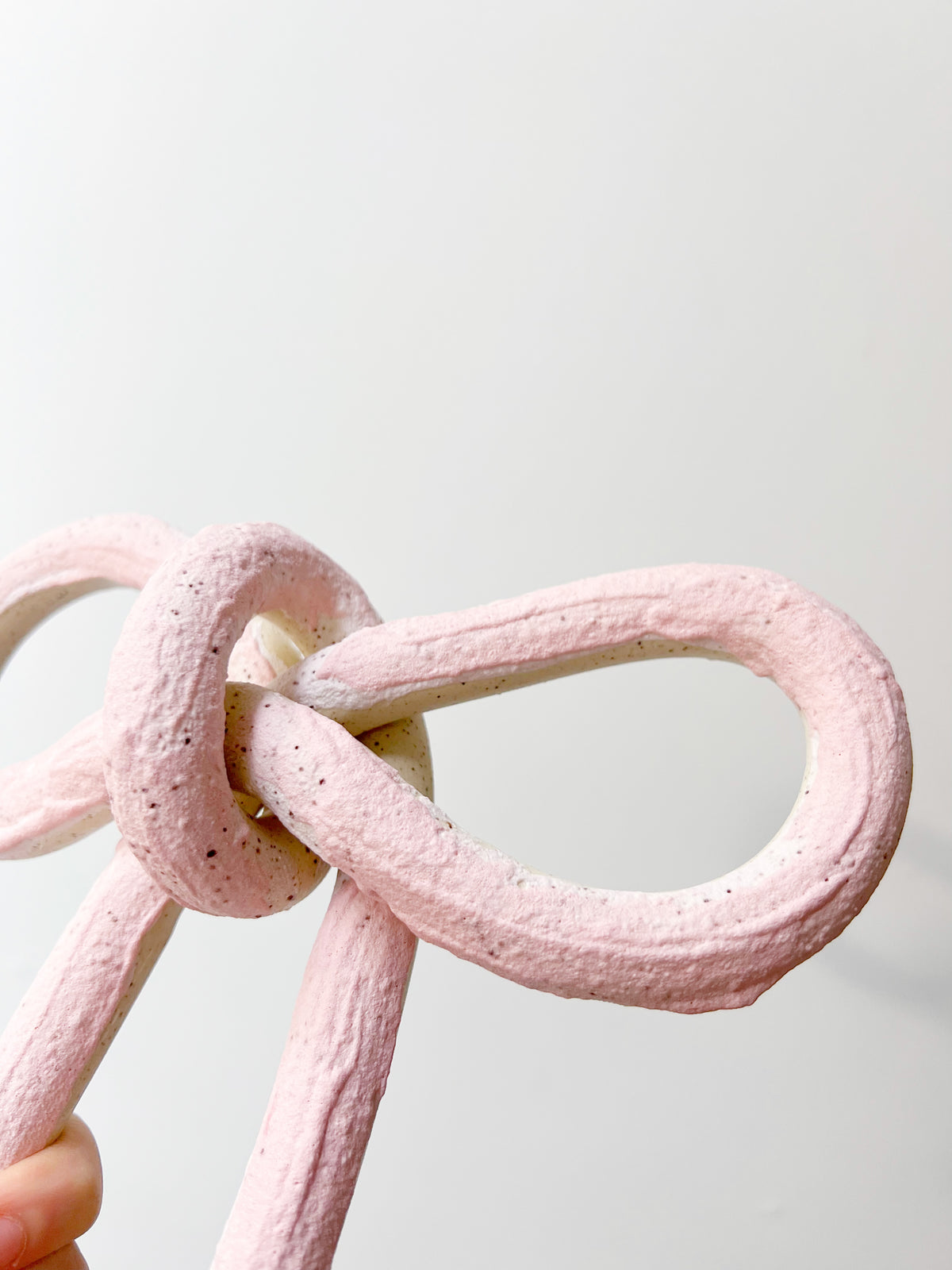 Clay Object 92 - Large Pink Bow Hand built and Hand-painted Ceramics Wall Hanging