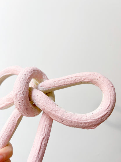 Clay Object 92 - Large Pink Bow Hand built and Hand-painted Ceramics Wall Hanging