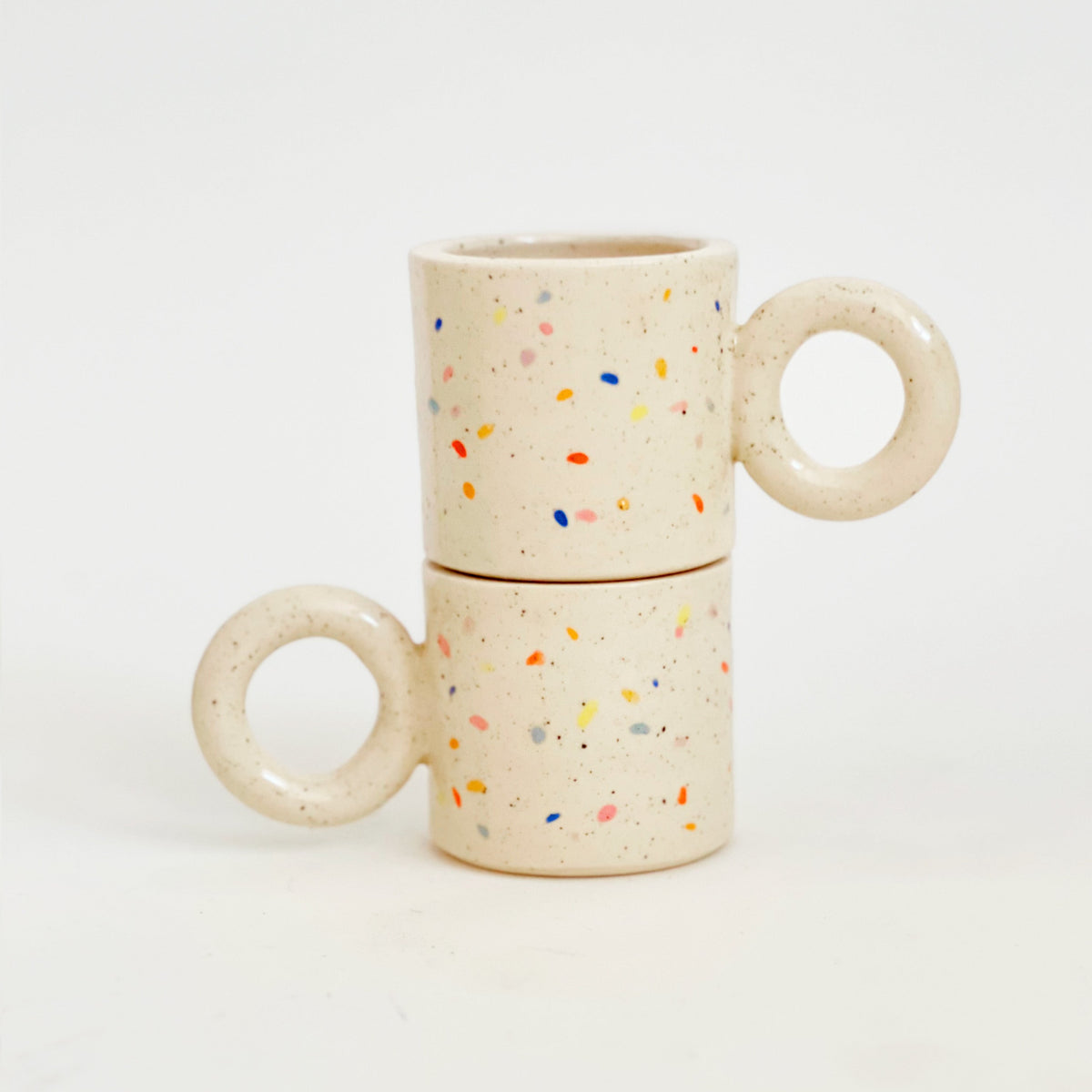 5oz Double Sprinkles Handmade and Hand-painted Ceramics Mug - Multi colors