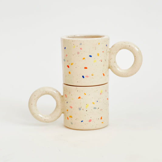 5oz Double Sprinkles Handmade and Hand-painted Ceramics Mug - Multi colors