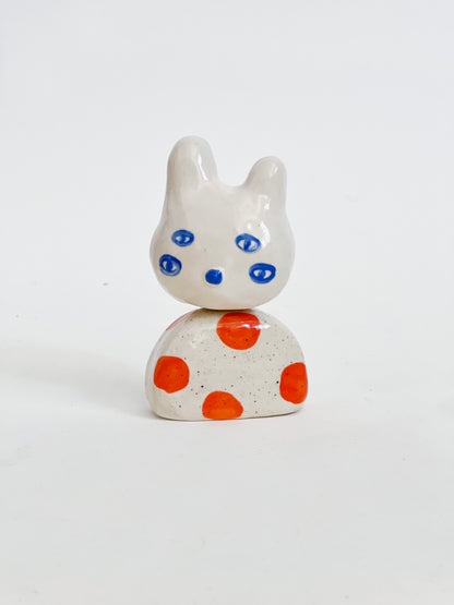 "Something Little" Project 01- Little Four eyes and nature Handmade and Hand-painted Ceramics Sculpture