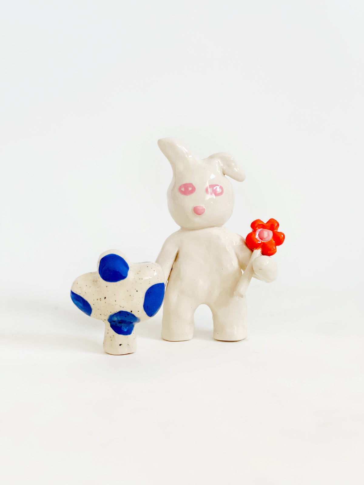 "Something Little" Project 01- Little Four eyes and nature Handmade and Hand-painted Ceramics Sculpture