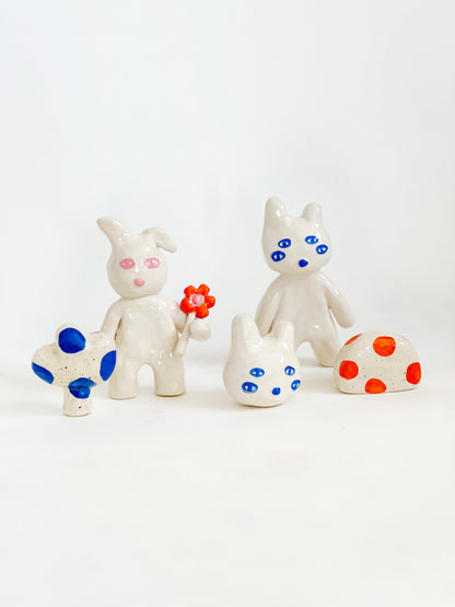 "Something Little" Project 01- Little Four eyes and nature Handmade and Hand-painted Ceramics Sculpture