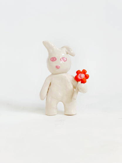 "Something Little" Project 01- Little Four eyes and nature Handmade and Hand-painted Ceramics Sculpture