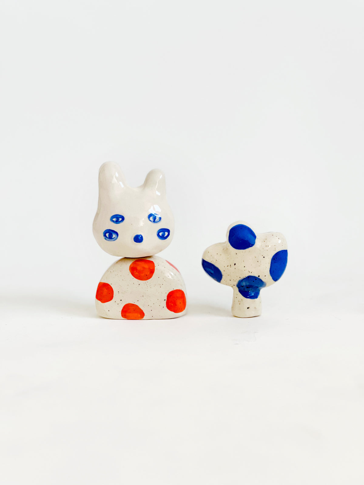 "Something Little" Project 01- Little Four eyes and nature Handmade and Hand-painted Ceramics Sculpture