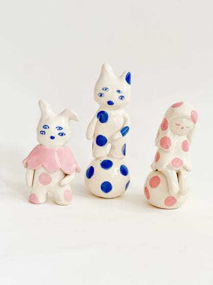 "Something Little" Project 02- Little Four eyes and friends Handmade and Hand-painted Ceramics Sculpture