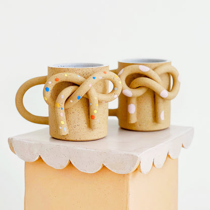 Large Bow Knot Handmade Speckled Mug