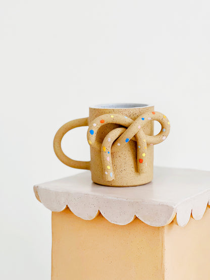 Large Bow Knot Handmade Speckled Mug