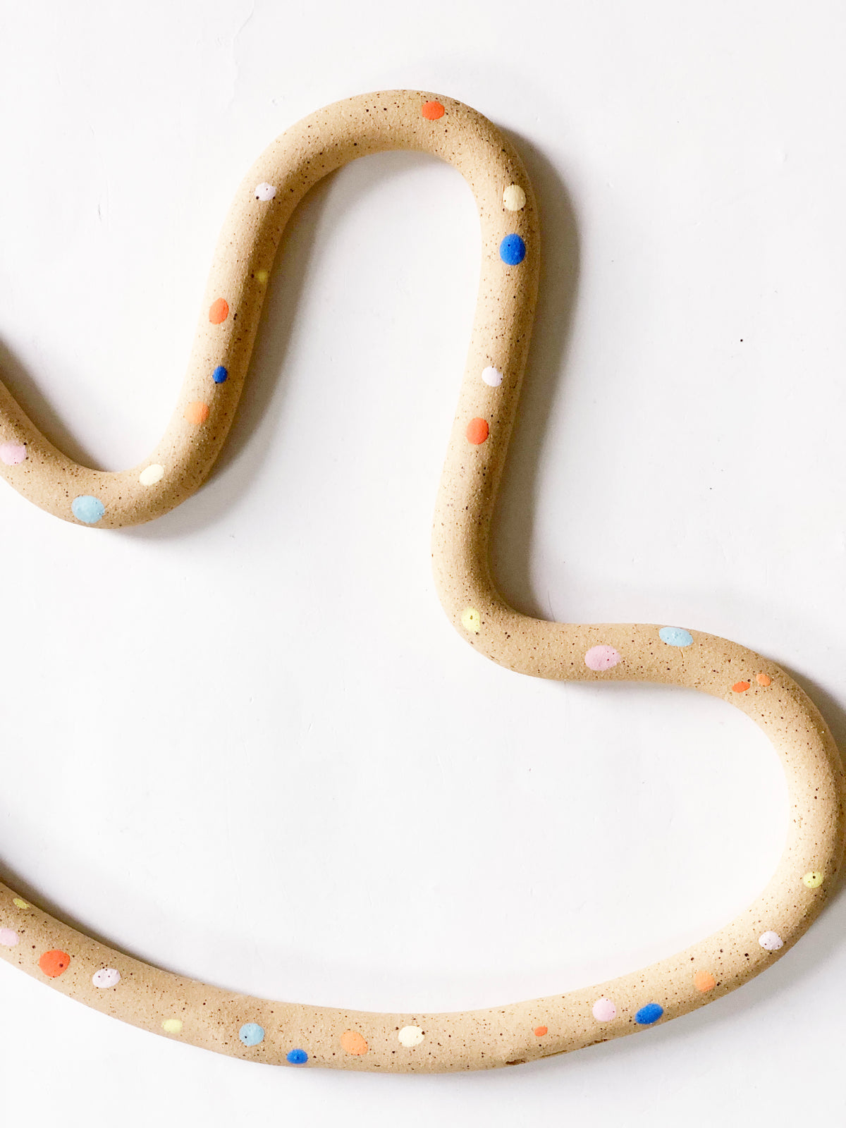 handmade, los angeles, ceramic, clay object, wall  hanging, art, pottery, clay object, rope, sprinkles, dots, bow, cactus