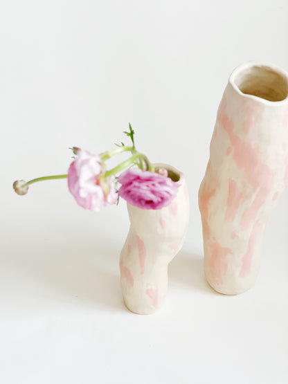 Ready to ship: Tall Pink on Cream Flow Vase