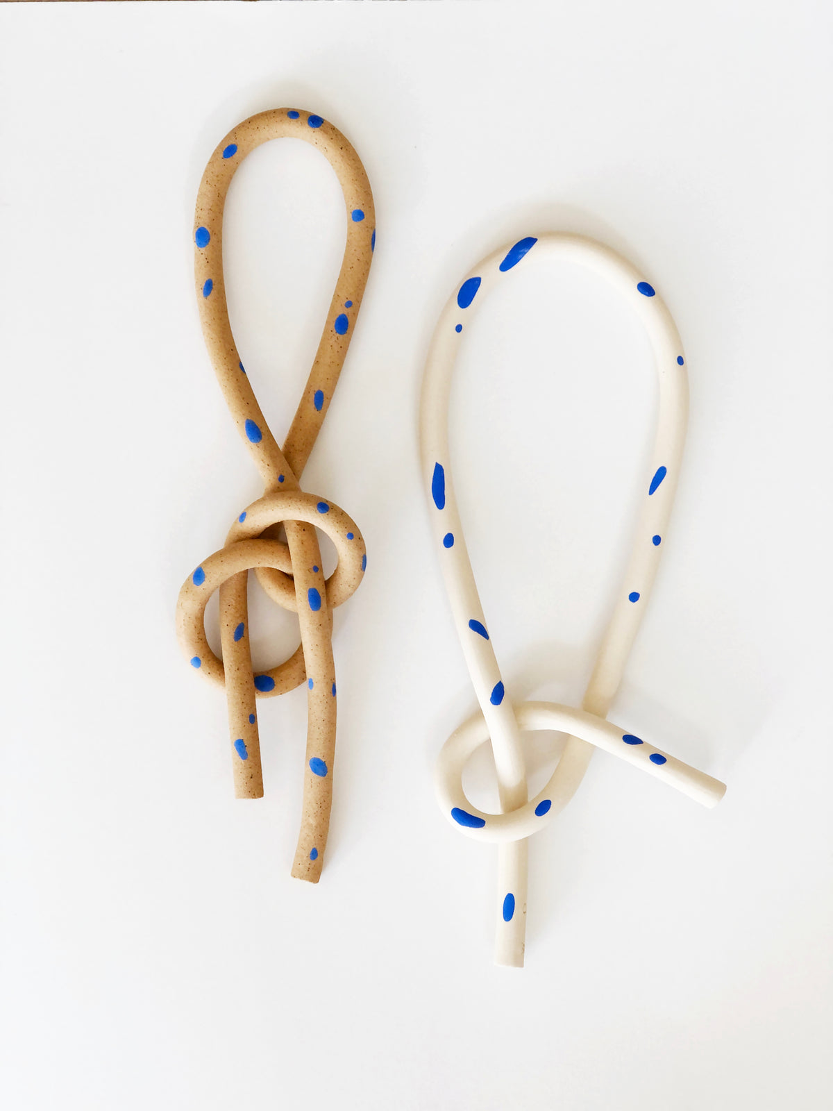 Blue Dots Long Speckled Handmade Knot Wall Hanging